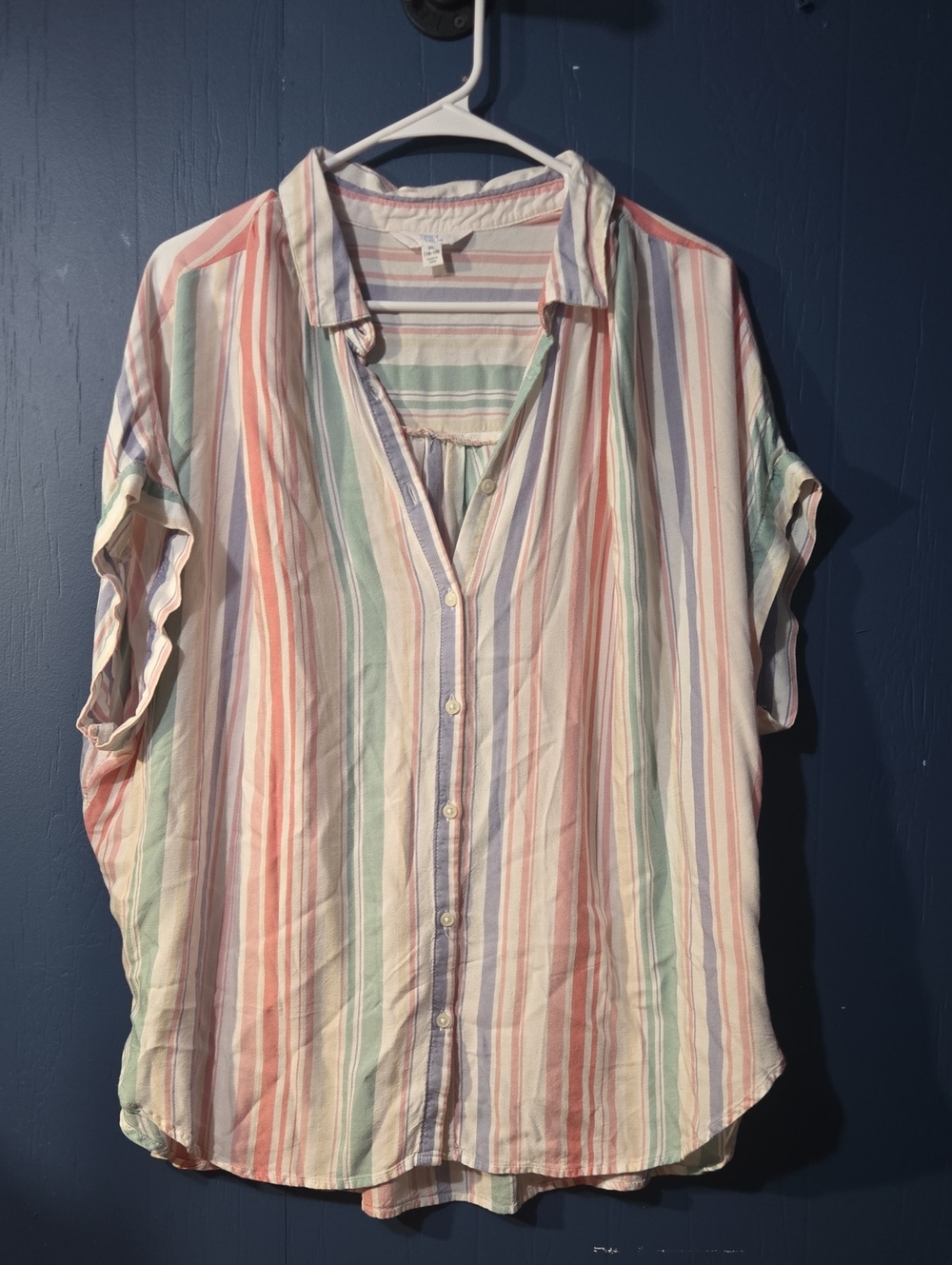 Time and Tru Pastel Multistripe Button-Down Shirt